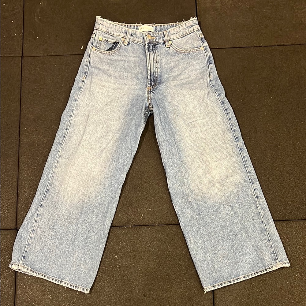Zara Light Wash Wide Leg Jeans
